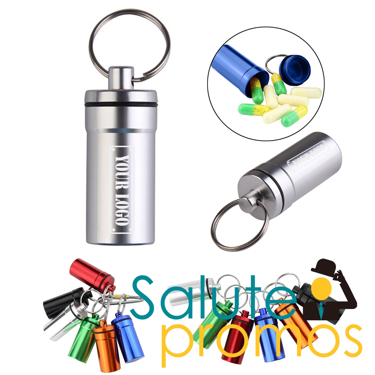 Pill Case Keychains,Safety Themed