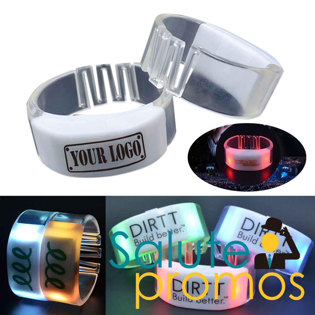 Party Wave Elastic Led Light Up Bangle Bracelets for men and women
