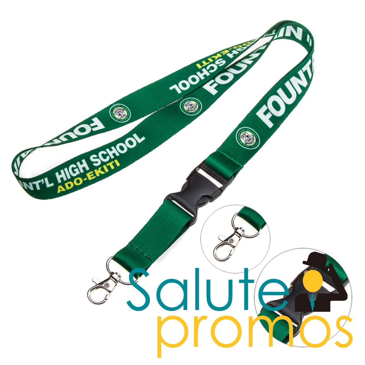 1" Custom Dye Sublimated nylon polyester lanyard with safe quick
