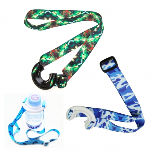 Custom Dye Sublimated Bottle Holder polyester lanyard strap