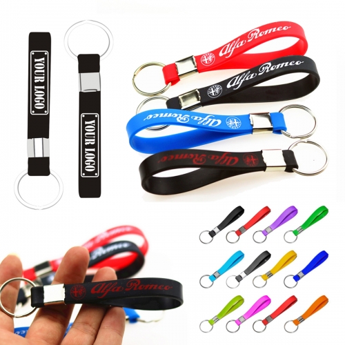 Custom Screen Printed Silicone Wrist Straps Keychain