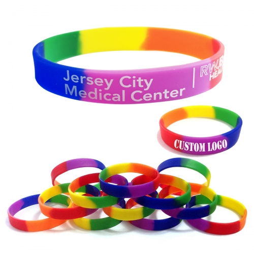 Custom Screen Printed Rainbow Wristband