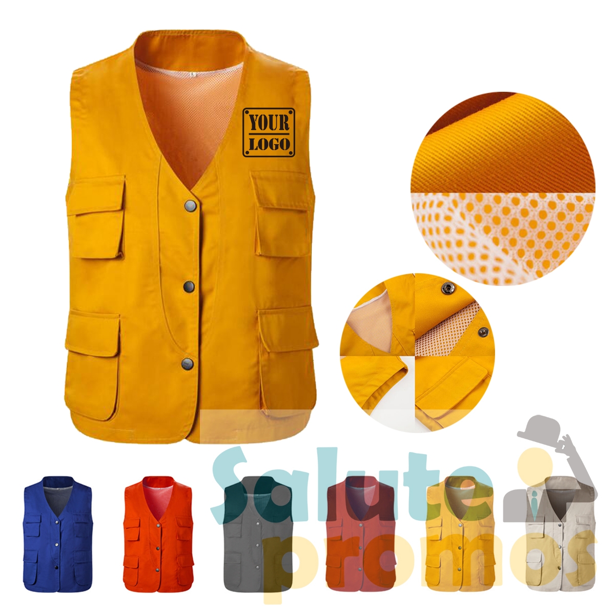 Personalized Utility work Vest with MultiPockets for unisex