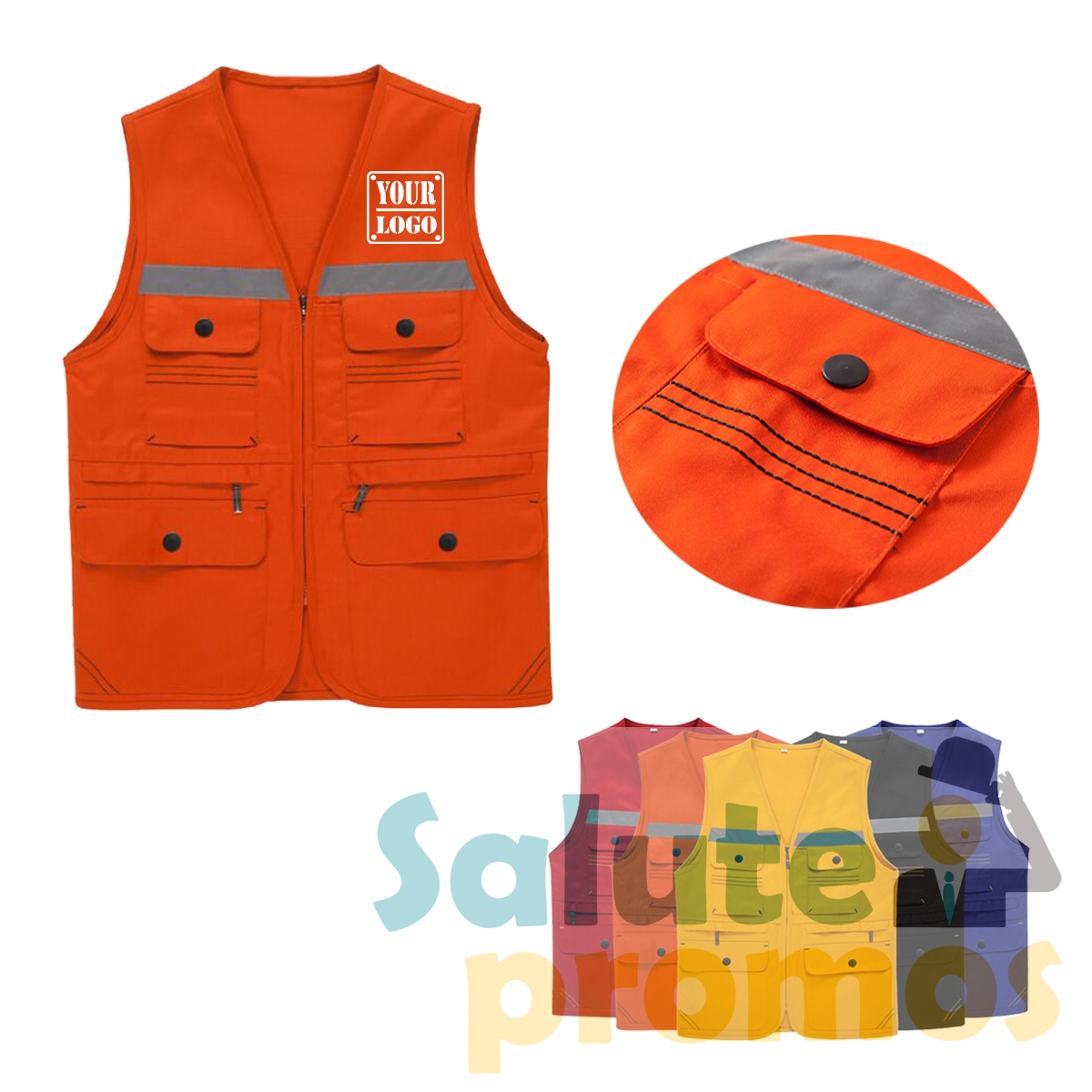 Personalized Universal Utility work Vest with MultiPockets and