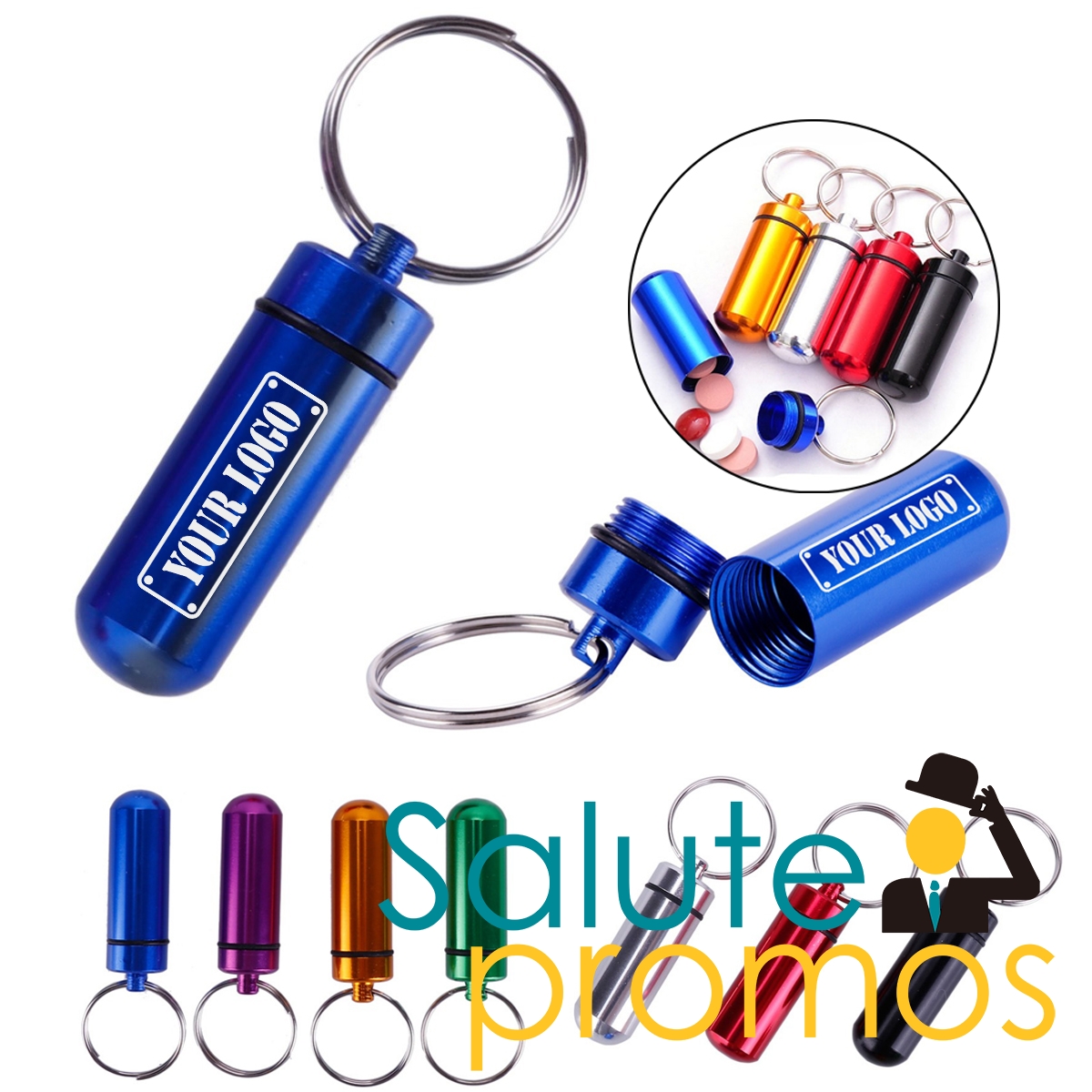 Metal Pill Box Keychain,Key Chains & Tags