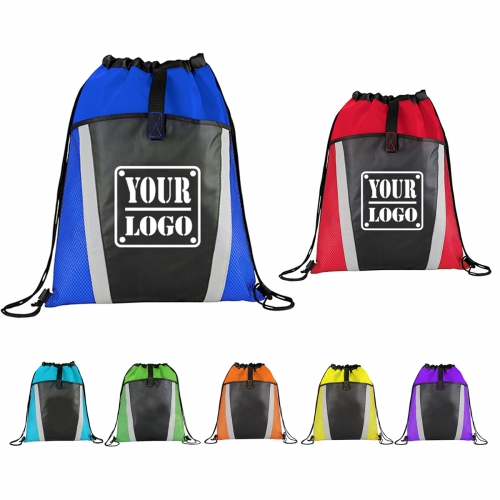 Nylon Drawstring Backpack w/Two-tone Color,Backpacks