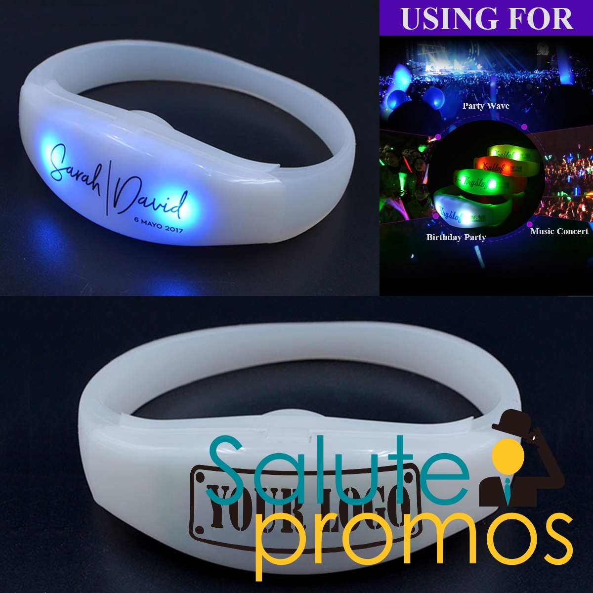 Voice Activated Sound / Noise Control Silicone LED Flashing Wristband