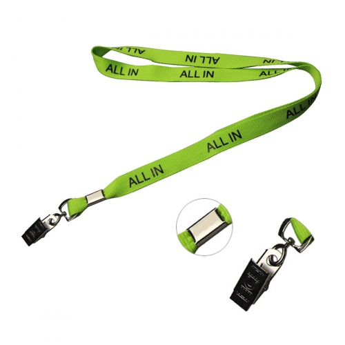 3/4" Custom silkscreened polyester lanyard with metal crimp & bulldog