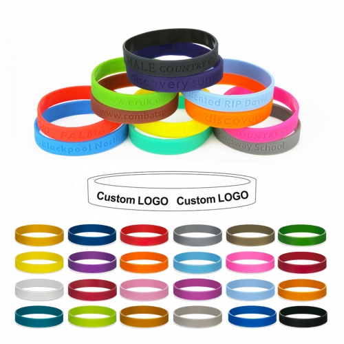 Custom debossed Youth size silicone bracelet with No color fill