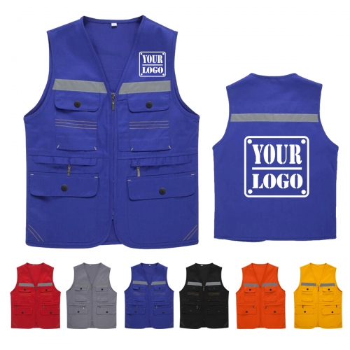 Personalized Universal Utility work Vest with MultiPockets and